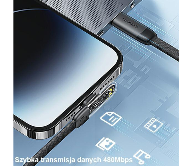 USAMS Kabel kątowy USB-C/Lightning PD 20W Fast Charging 1,2m biały - 1568986 - zdjęcie 9